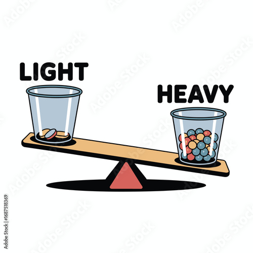 Seesaw illustrating the difference between light and heavy objects