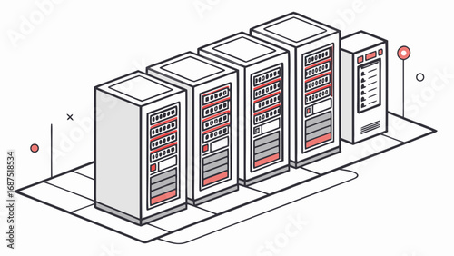 3d render of a server rack