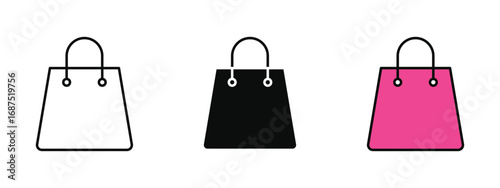 Bag icon in fill colored outline style on a clean white background, representing shopping, retail, and fashion accessories