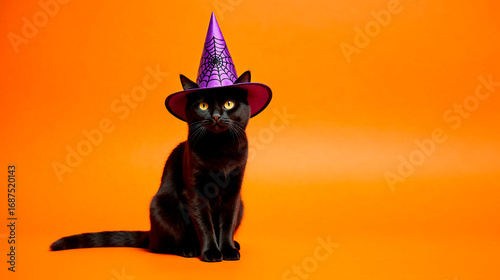 halloween cat on a black background