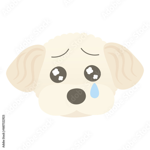 涙を流す犬のマルプーの顔のイラスト