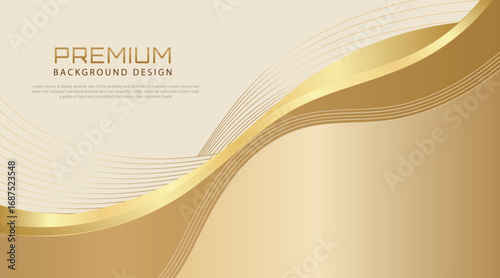 Elegant luxury abstract background with golden wave shapes and soft gradient effect. Perfect vector design for premium business covers, corporate presentations