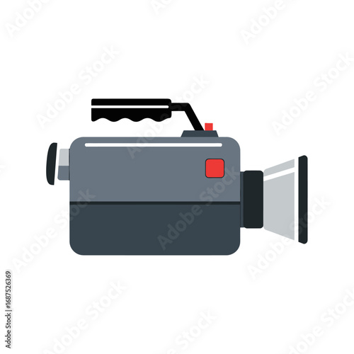 Vintage Camcorder Illustration with Handle and Red Button