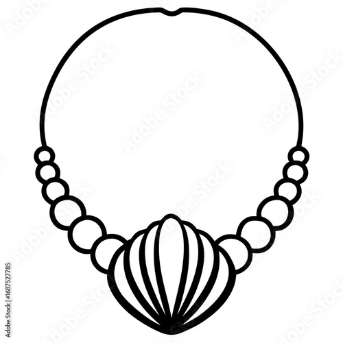 Elegant seashell pendant necklace design with delicate bead accents, perfect for fashion jewelry collections and summer beach themes