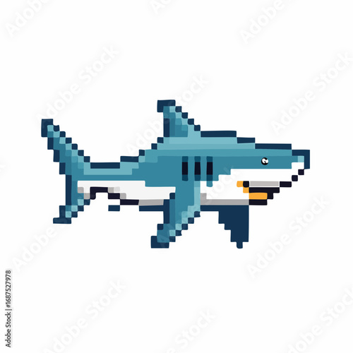 Pixel Art Shark Illustration