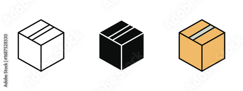 Product icon in fill colored outline style on a clean white background, representing items, goods, and merchandise for retail and ecommerce.