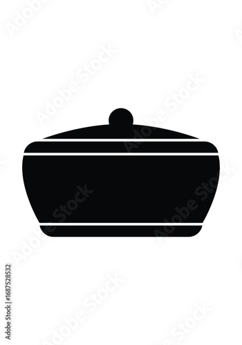 Black Silhouette Covered Food Container or Casserole Dish