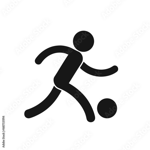 Vector icon Stick man, stickman soccer, football, foot,ball, Isolated on white.