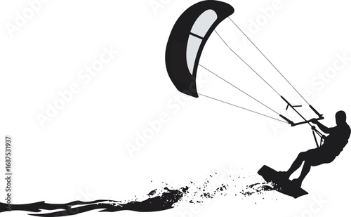 a person kite surfing on water with splashing waves