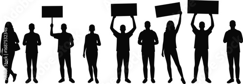 a group of people holding signs in protest