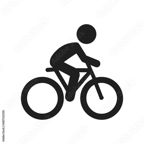 cyclist silhouette vector, Cycling flat icon vector on White Background on white background.