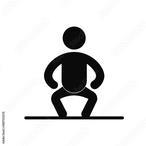 Squat Icon Flat Graphic Design.  vector icon of a stick figure in a squatting position.