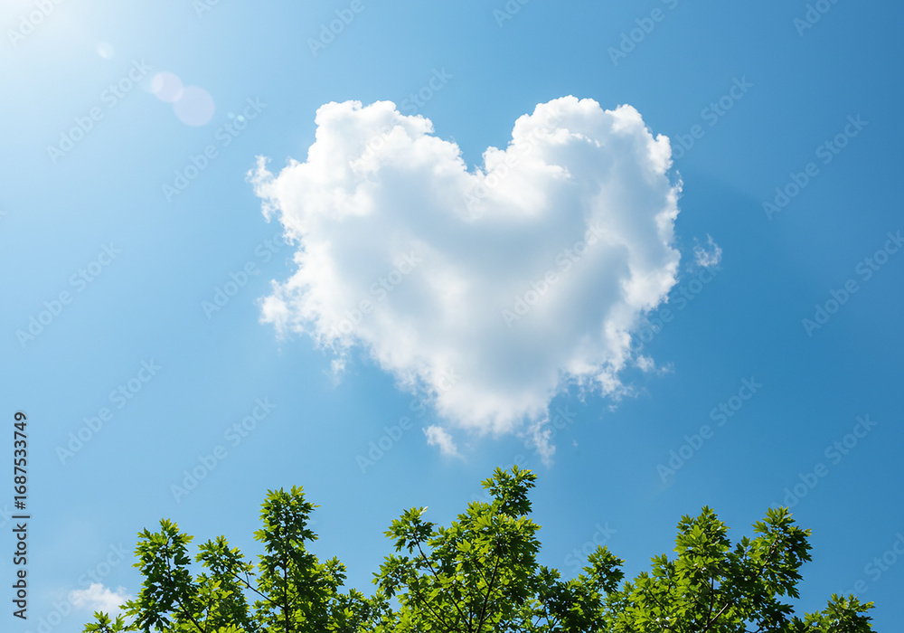 Obraz premium Heart-shaped cloud in the sky