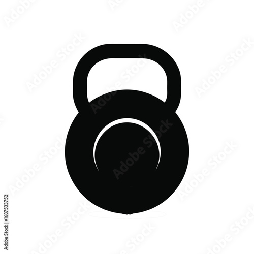 Vector icon of Kettlebell symbolizing strength training, fitness, and workout equipment on white background.