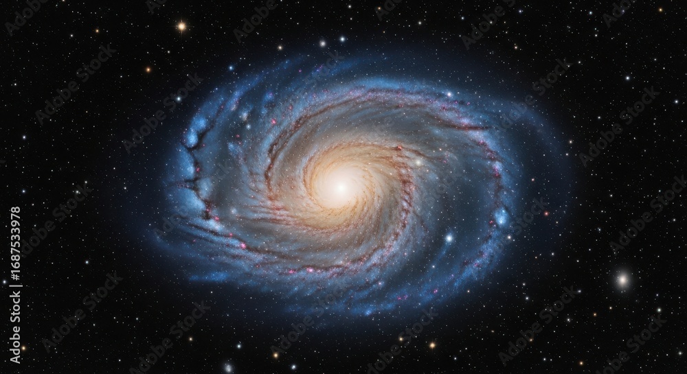 Obraz premium Vast Spiral Galaxy Twirling Amidst Distant Stars in the Cosmos