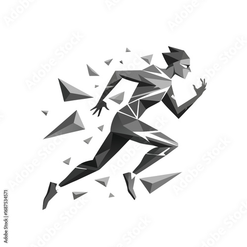 Vector  icon of dynamic illustration of diverse runners sprinting with  light trails, representing speed, competition, and athleticism on white background.