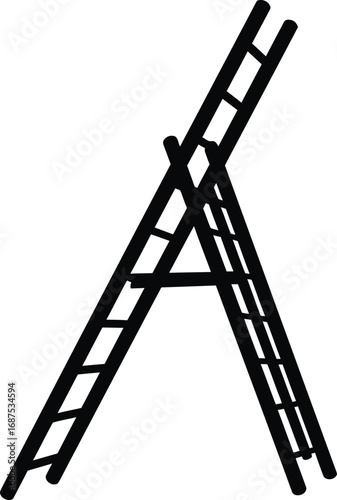 a black ladder leaning against an invisible wall