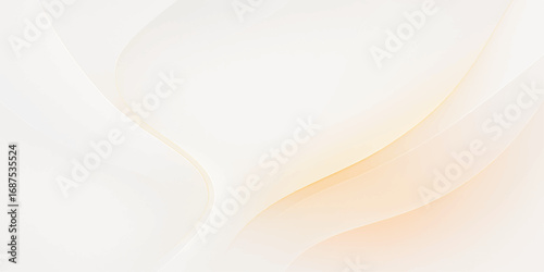 Smooth golden flowing satin lines on a soft orange silk texture background create a vibrant abstract wallpaper design