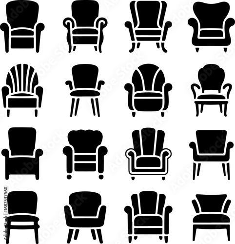 Collection of 24 Stylish Chair Illustrations