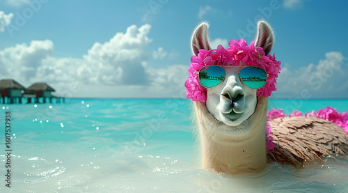 carnival masks on the beach