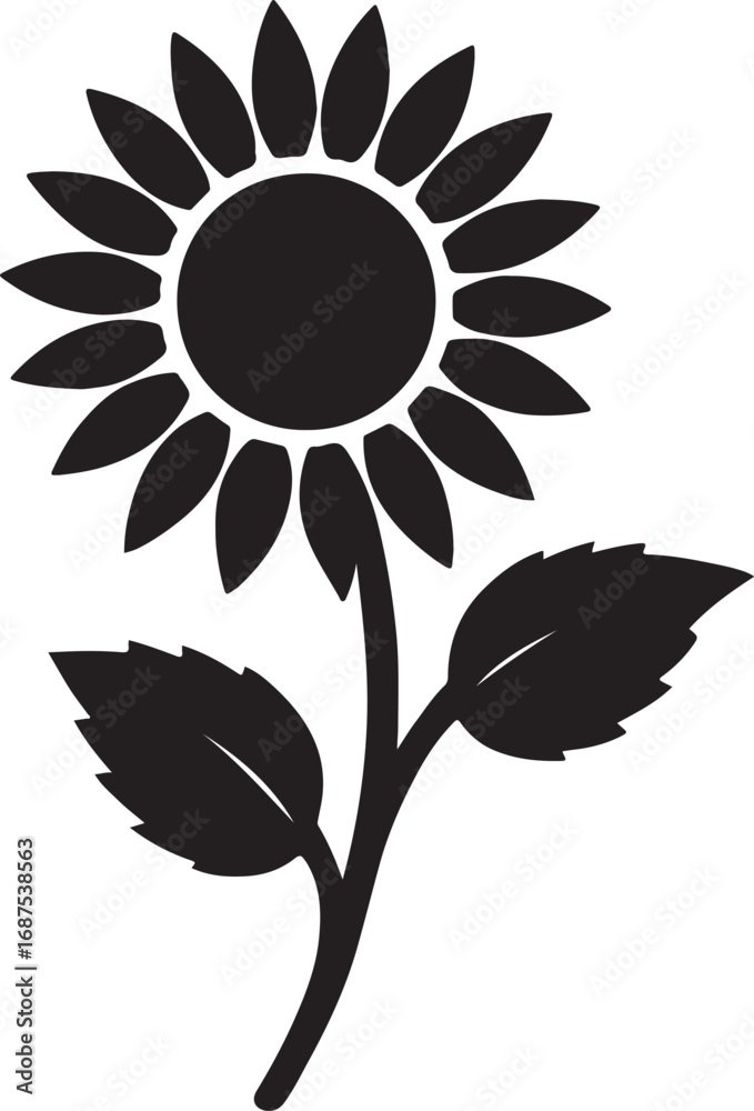 Fototapeta premium Sunflower bloom silhouette vector design for summer, botanical art, natural decor, and floral themes.