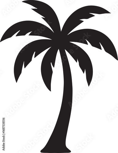 Palm tree silhouette vector design for tropical themes, summer decor, travel, beach, and nature art.