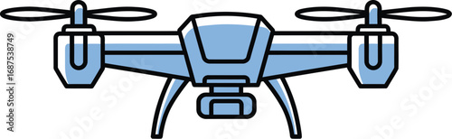 Drone Icon, Quadcopter Illustration, Aerial Vehicle Graphic, Blue Drone Design, Technology Drone Image