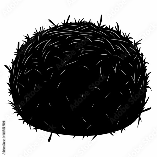 Solid black silhouette of a single hay bale