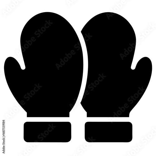 Black silhouette of two mittens for winter