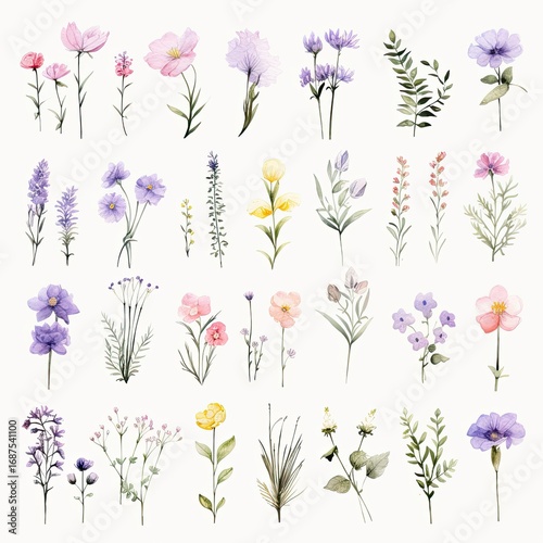 wildflowers illustration in watercolo