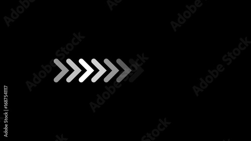 Horizontal row of grey chevron arrows with a gradient effect moving from dark to light and back to dark