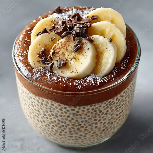 Delicious chocolate banana chia pudding dessert