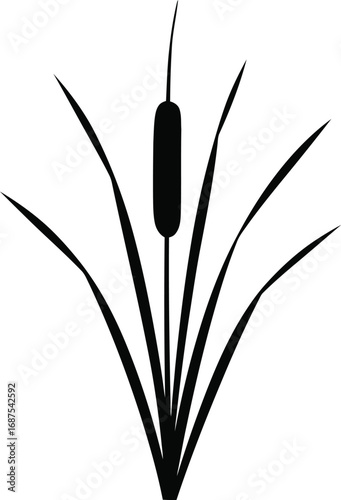 a simple black silhouette of tall grasses and reeds
