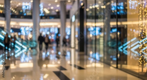 Wallpaper Mural Brightly Lit Interior of a Modern Shopping Mall with People and Reflections Torontodigital.ca