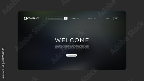 Professional modern website landing page design with welcome message and search bar