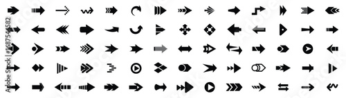 Arrow icon set. Arrow. Cursor. Black vector arrows icons. Collection different arrows sign. Modern simple arrows. Black direction pointer. Arrows big black set icons. Eps 10. Vector illustration.