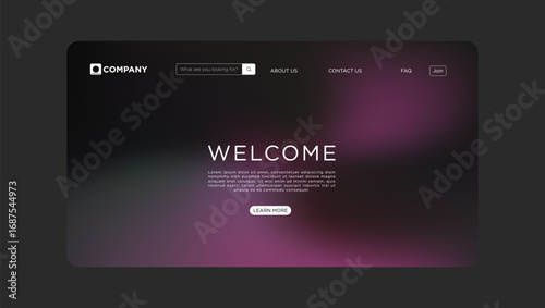 Modern welcome landing page design with search bar and navigation, perfect for business websites