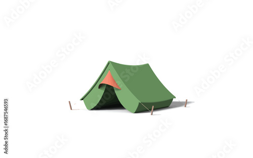Green a frame tent isolated on white background