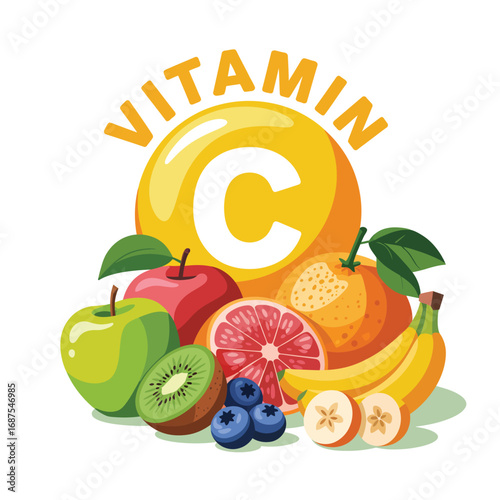 Vibrant assortment of fresh fruits highlighting vitamin c