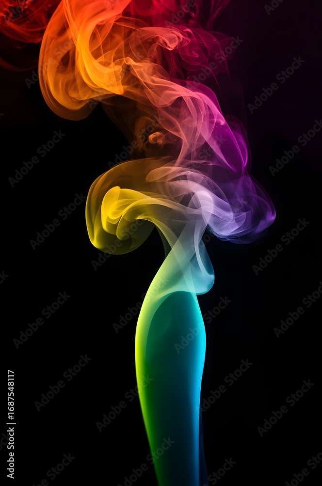 Fototapeta premium Abstract Swirling Rainbow Smoke with Delicate Tendrils