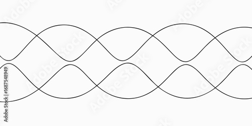 Two rows of overlapping black sine wave curves on a white background