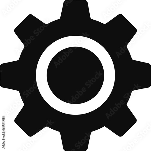 Simple black and white gear icon symbolizing mechanics and settings