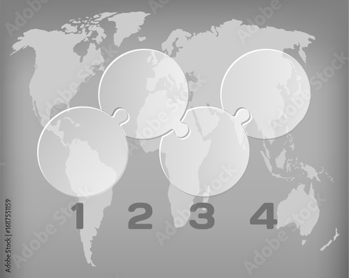 Four steps line infographic, puzzle diagram