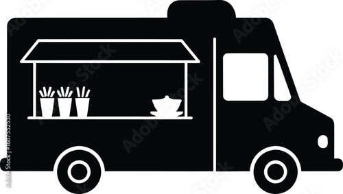 a food truck icon with open serving window