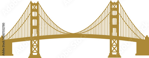 a golden bridge spanning water with clear sky above