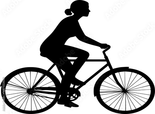 Woman on a bicycle silhouette vector illustration