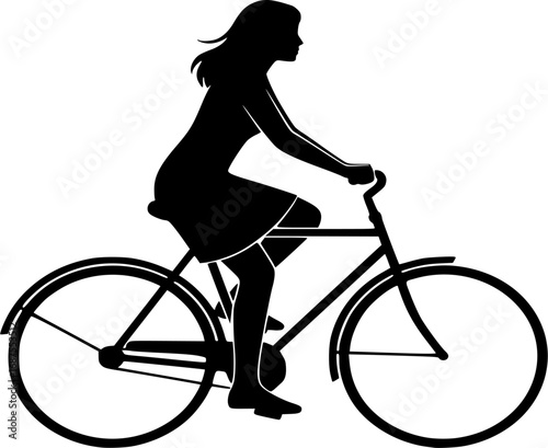 Woman on a bicycle silhouette vector illustration