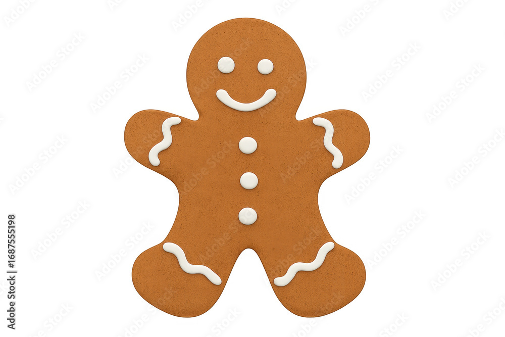 Obraz premium Smiling gingerbread man cookie on transparent background representing christmas holiday season