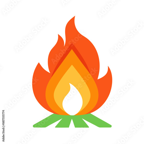 Minimal clean color vector illustration of a campfire