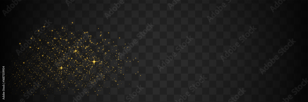 Fototapeta premium Gold dust sparkle PNG with glitter cloud and glowing shining particles festive effect